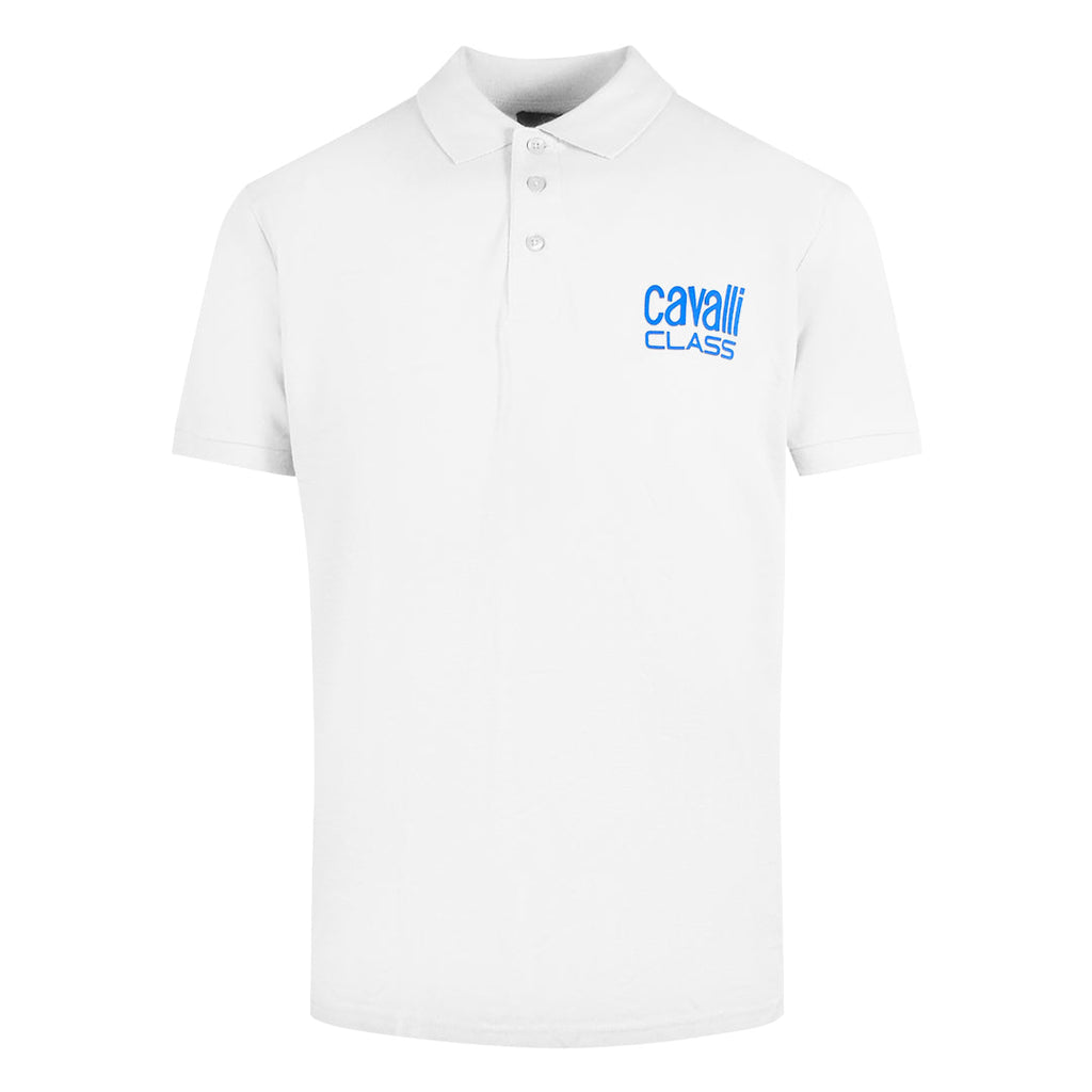 Cavalli Class Bold Logo White Polo Shirt Sxt64C Kb002 00053 - Style Centre Wholesale