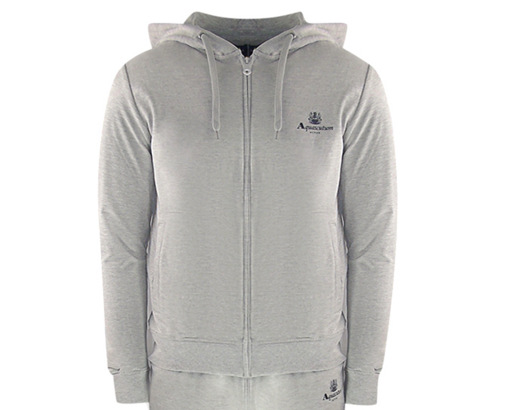 Aquascutum Aa_Ow04_St004Ogo Zf Hoodie Grayel St004 Grey Zip Hoodie And Track Pants Set Male