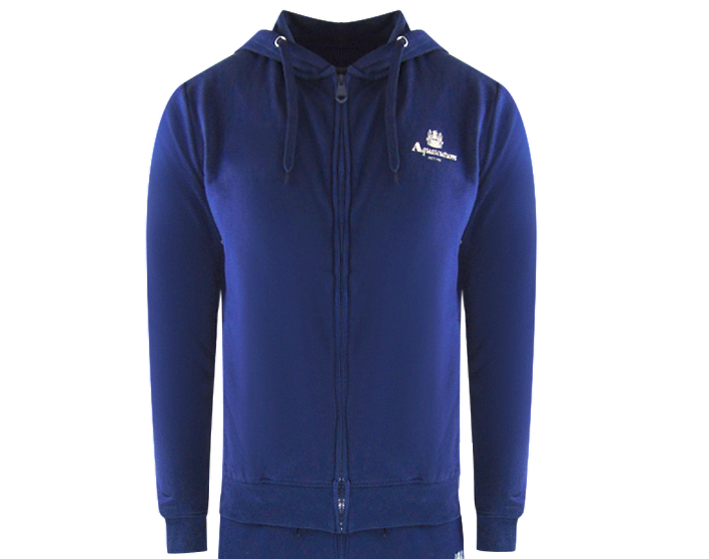Aquascutum Aa_Ow04_St004Ogo Zf Hoodie Navy St004 Navy Blue Zip Hoodie And Track Pants Set Male