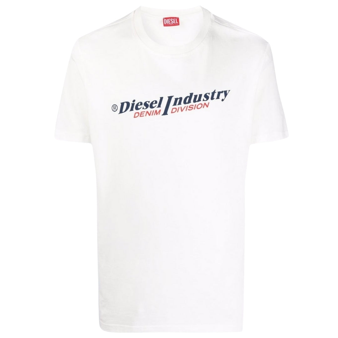 Diesel Industry Denim Logo White T-Shirt T-Diegor-Ind 100