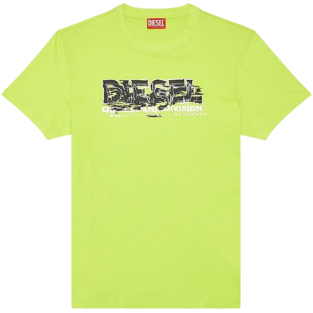 Diesel Mirrored Division Logo Lime Green T-Shirt S