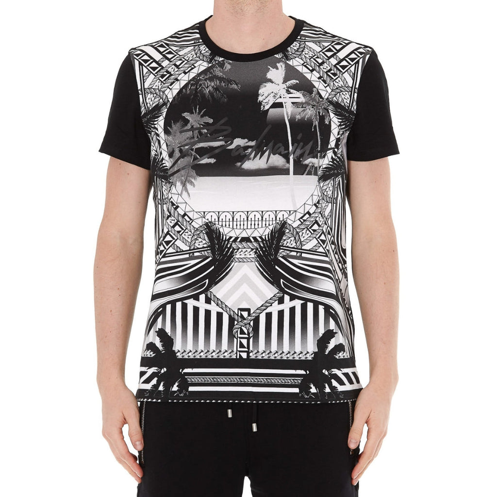 BALMAIN TH01601I296 Balmain Resort Logo Black T-Shirt EAB BLACK T-SHIRT MALE S