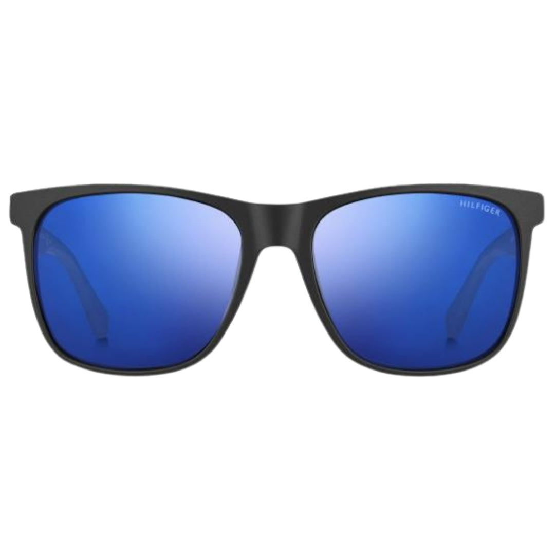 Tommy Hilfiger Shiny Blue Rounded Lens Matte Black Sunglasses One Size