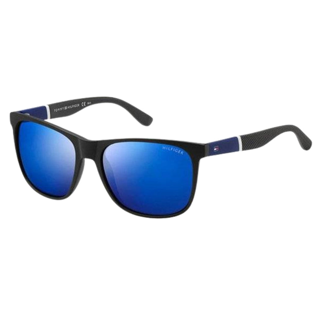 Tommy Hilfiger Shiny Blue Rounded Lens Matte Black Sunglasses One Size