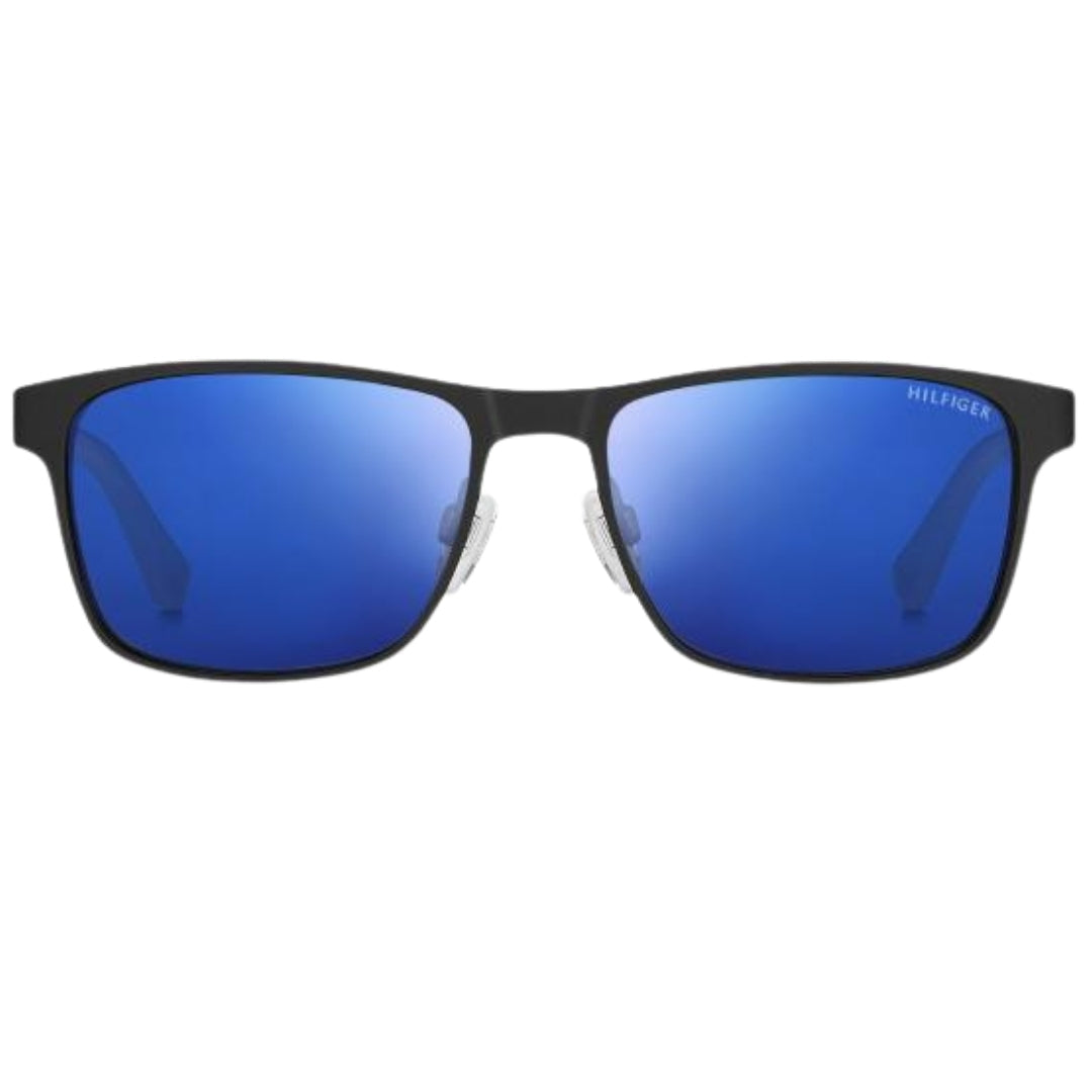 Tommy Hilfiger Shiny Blue Lens Matte Black Sunglasses One Size