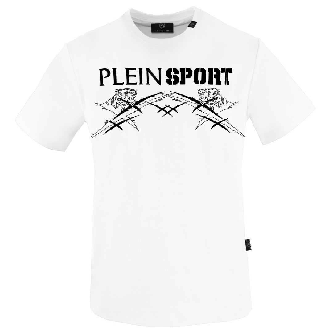 Plein Sport Large Tiger Scratch Logo White T-Shirt M
