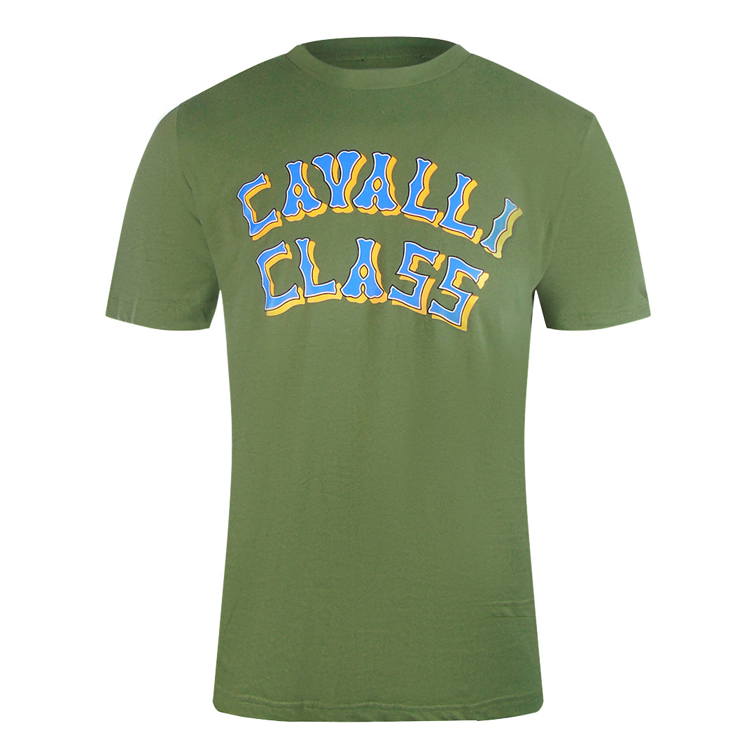 Cavalli Class Txt60X Jd060 04050 Military Green T-Shirt Mens M