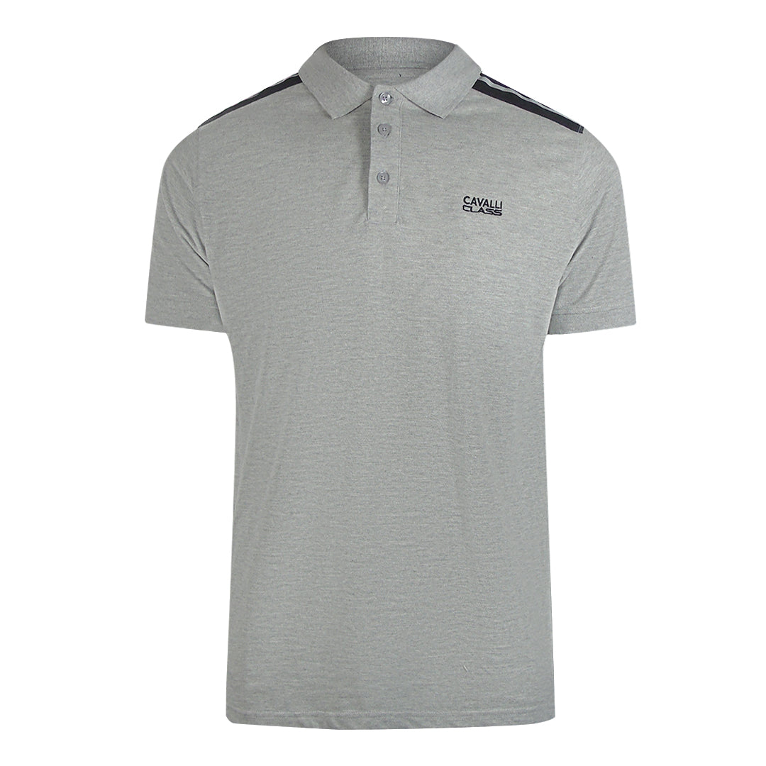 Cavalli Class Taped Shoulders Grey Polo Shirt TXT64D KB002 05014