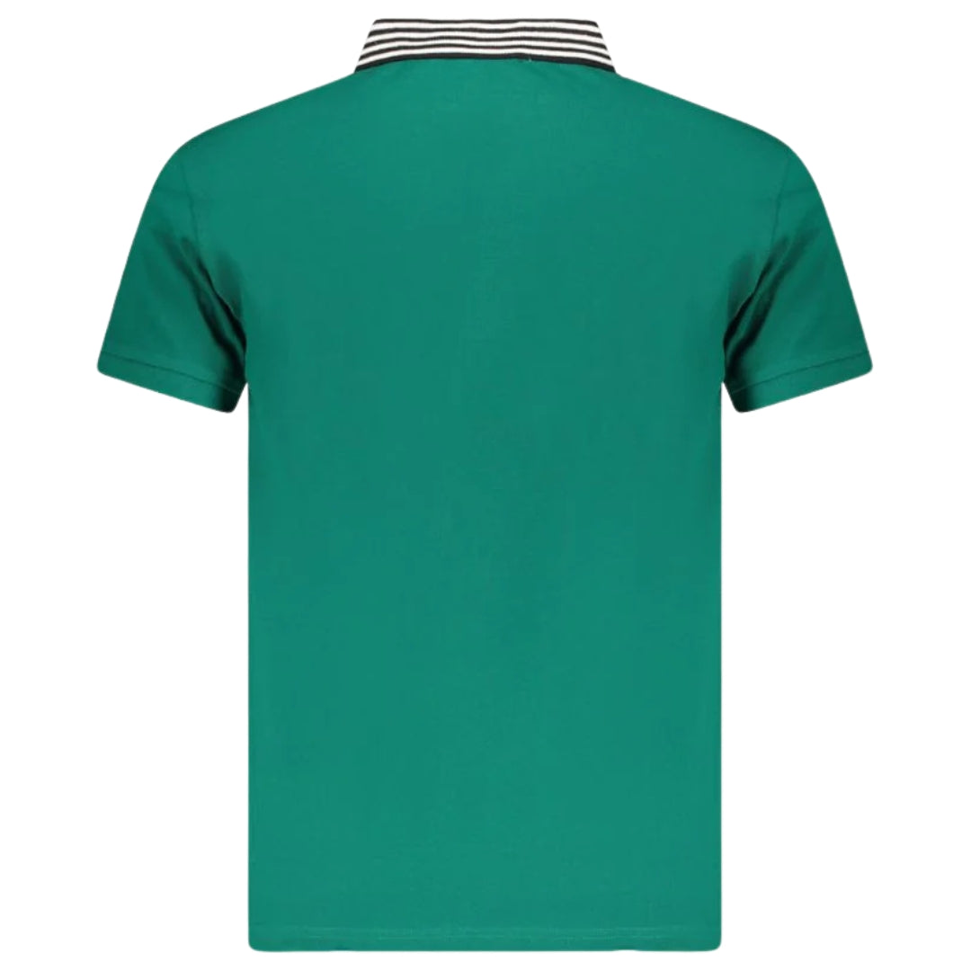 Cavalli Class Striped Collar Green Ottanio Polo Shirt TXT64E KB002 04038