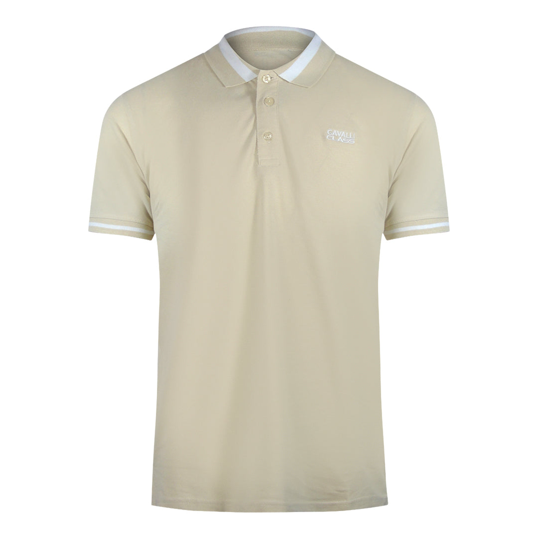 Cavalli Class Bold Stripe Beige Sand Polo Shirt TXT64R KB002 03528