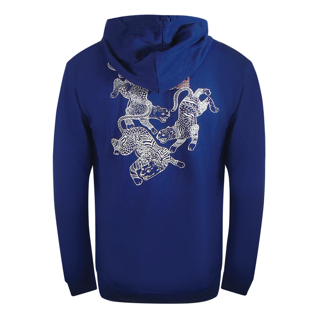 Cavalli Class Txt68C Cf050 04551 Iris Blue Hoodie Zip Sweatshirt Mens M