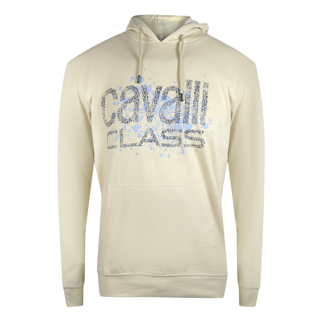 Cavalli Class Cracked Sprayed Logo Beige Hoodie TXT68L CF050 03528