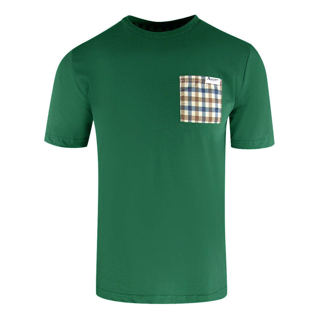 Aquascutum Active Check Pocket Hunter Green T-Shirt TS004 27