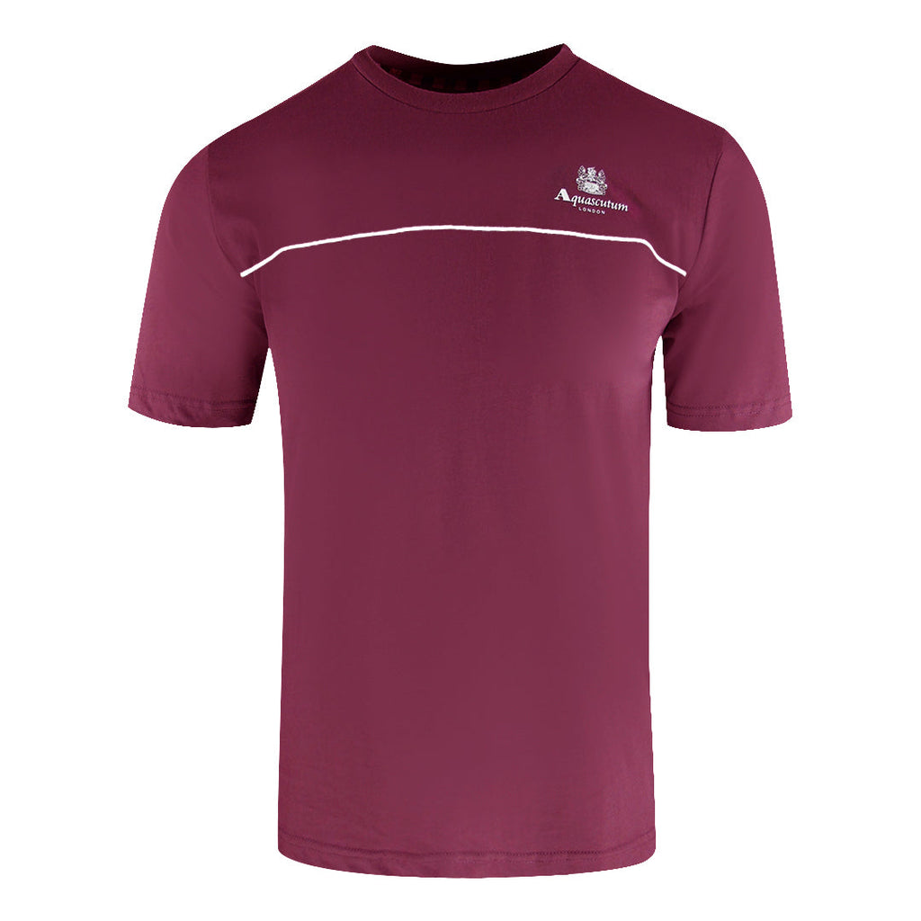 Aquascutum Active Piping Design Burgundy T-Shirt TS005 26