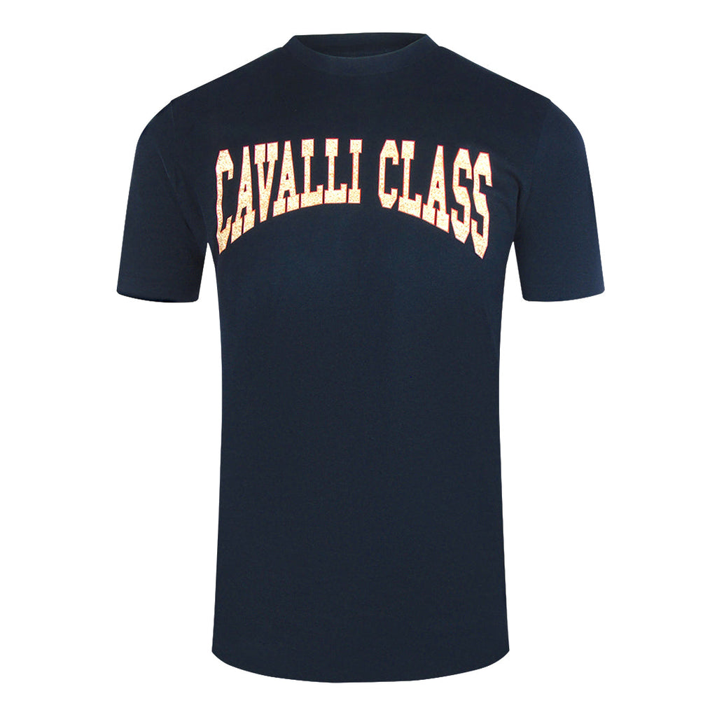 Cavalli Class Varsity Logo Navy Blue T-Shirt TXT61A JD060 04502