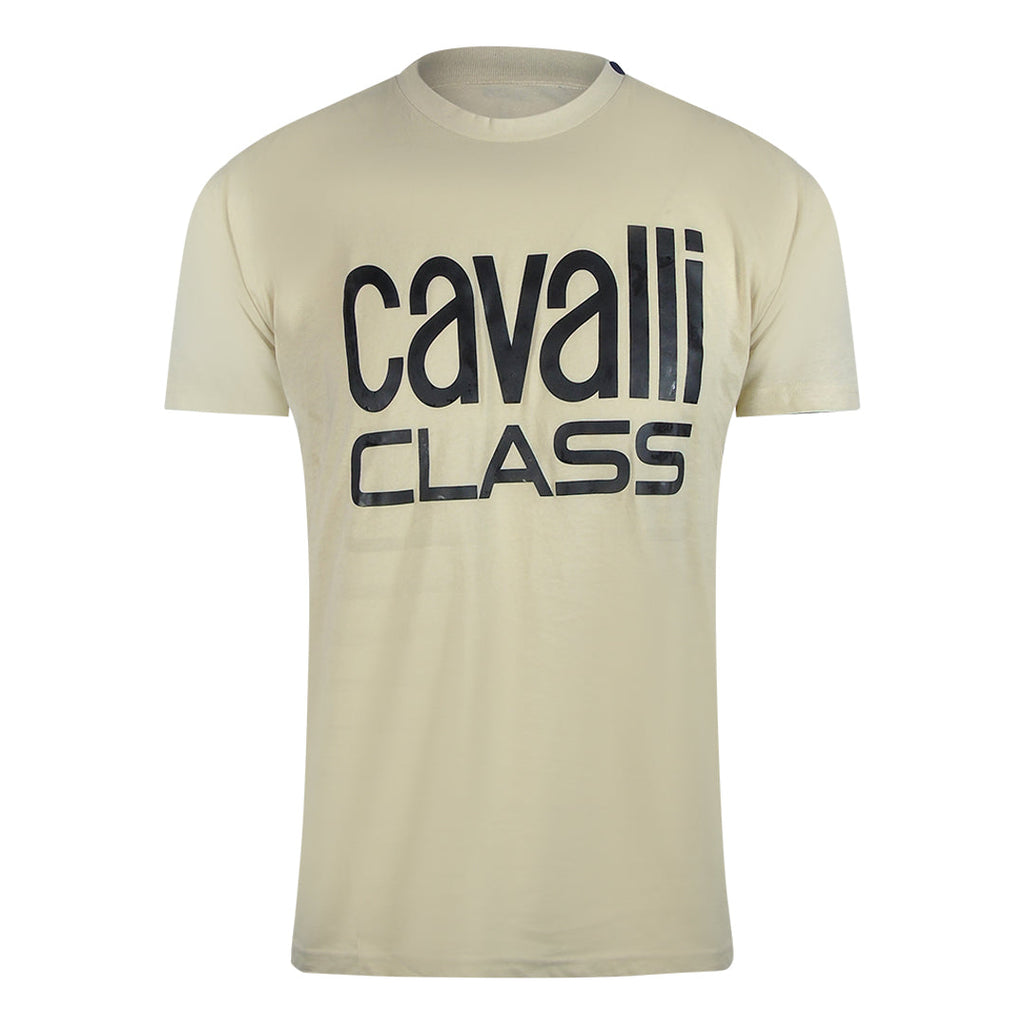 Cavalli Class Bold Logo Beige Sand T-Shirt TXT61F JD060 03528