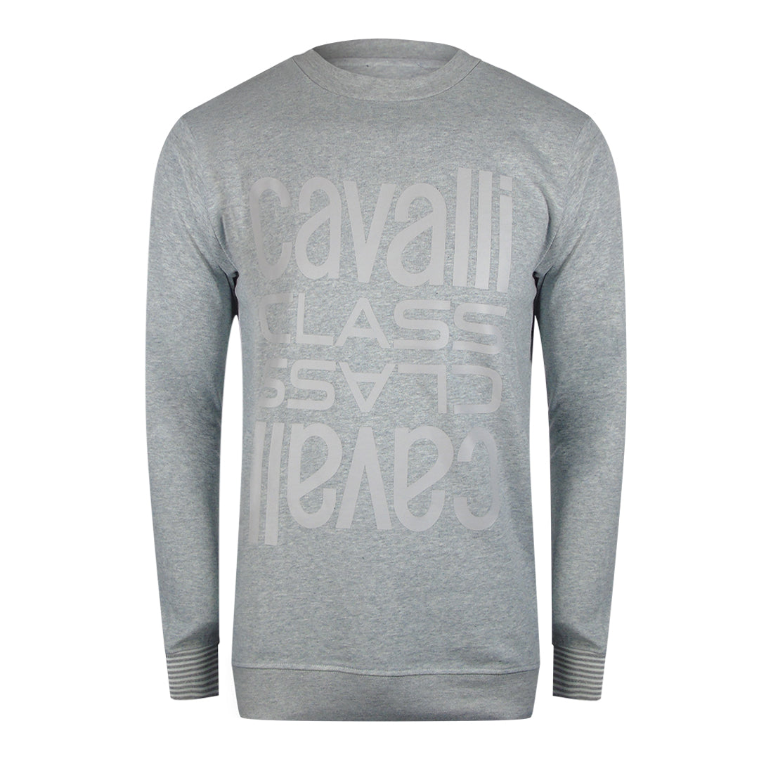 Cavalli Class Txt66C Cf050 05001 Grey Round Neck Sweatshirt Mens - Style Centre Wholesale