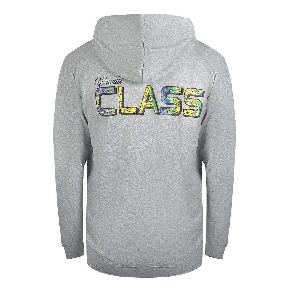 Cavalli Class Bold Floral Logo Grey Zip-Up Hoodie TXT68H CF050 05014