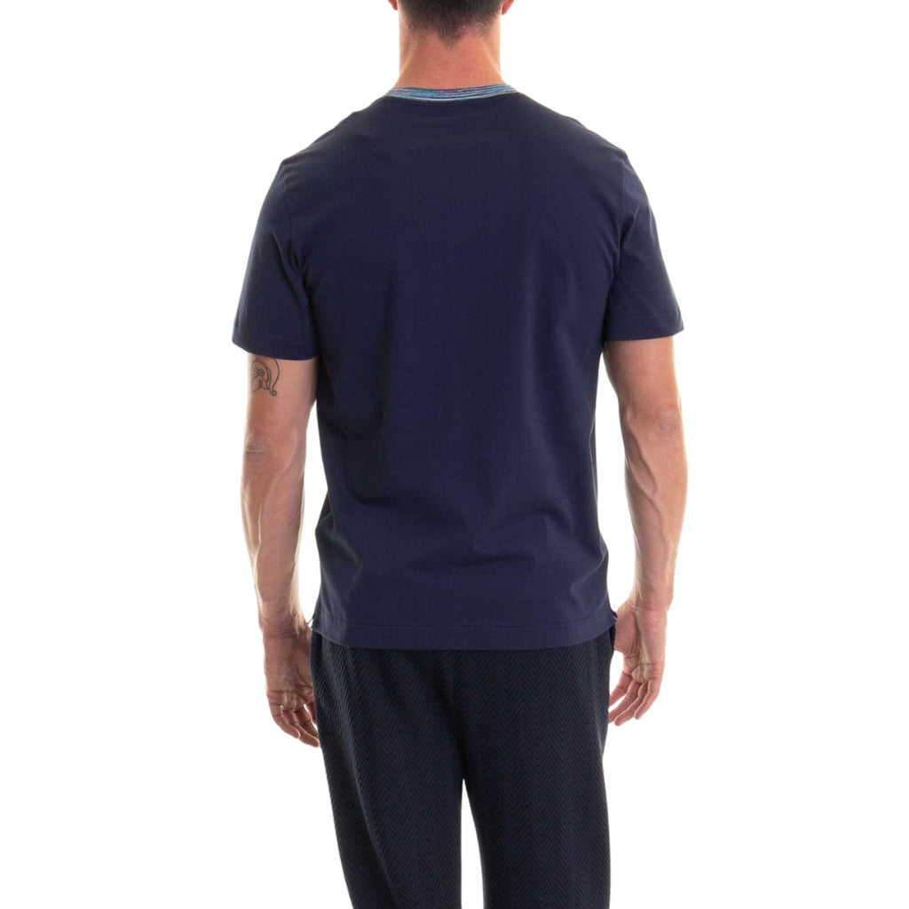 Missoni Short Sleeve T-Shirt Blue Navy Base With Blue And Purple Space Dyed M