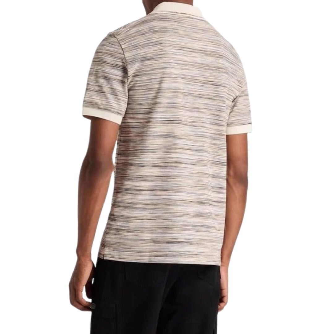 Missoni Short Sleeve Polo White And Orange Space Dyed M