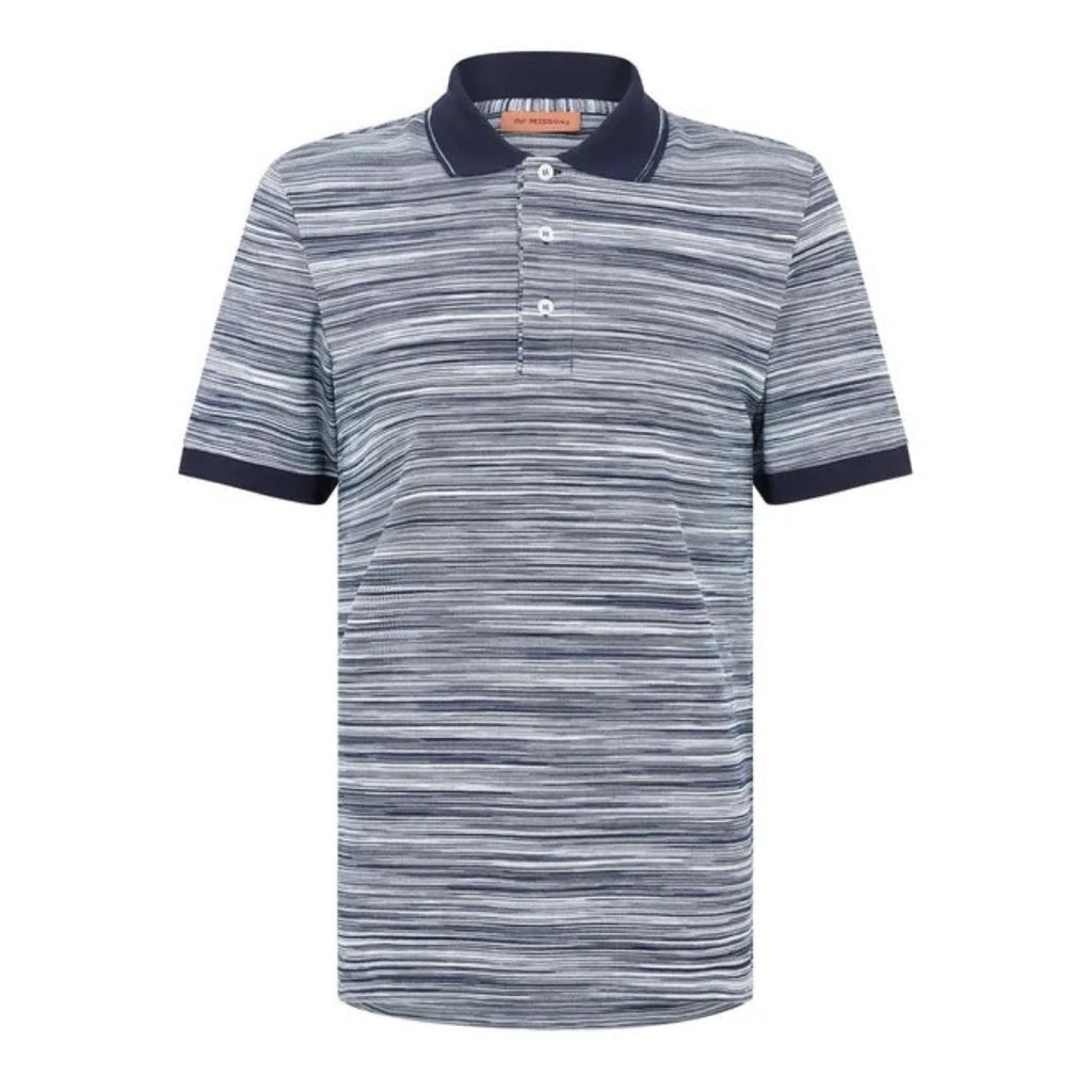 Missoni Short Sleeve Polo Blue And Purple Space Dyed S