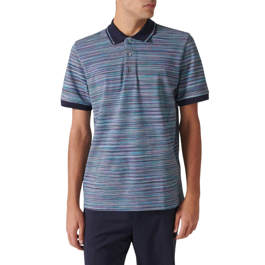 Missoni Short Sleeve Polo Blue And Purple Space Dyed S