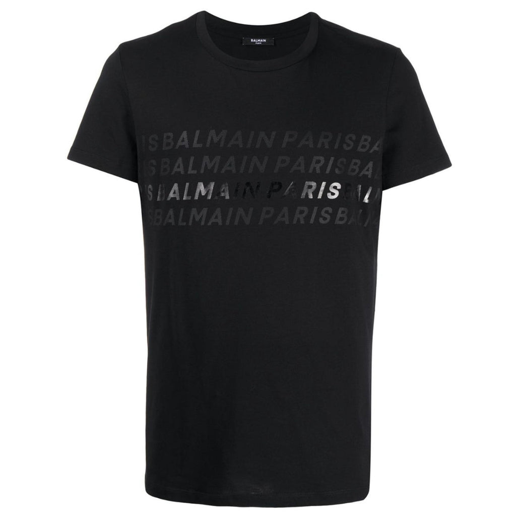 BALMAIN UH01601I380 Balmain Paris Multi Logo Black T-Shirt EAB BLACK T-SHIRT MALE S