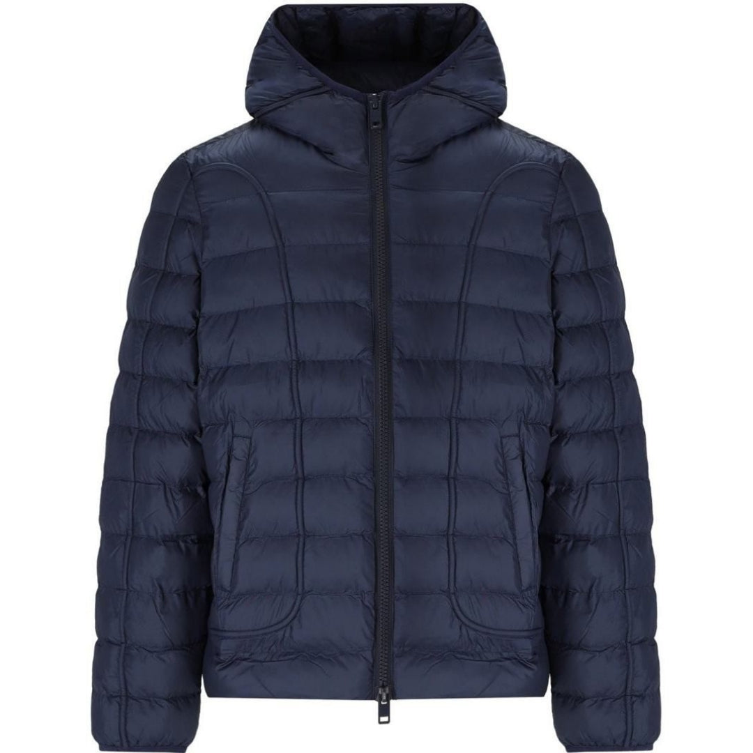 Diesel Plain Navy Blue Padded Hooded Jacket S