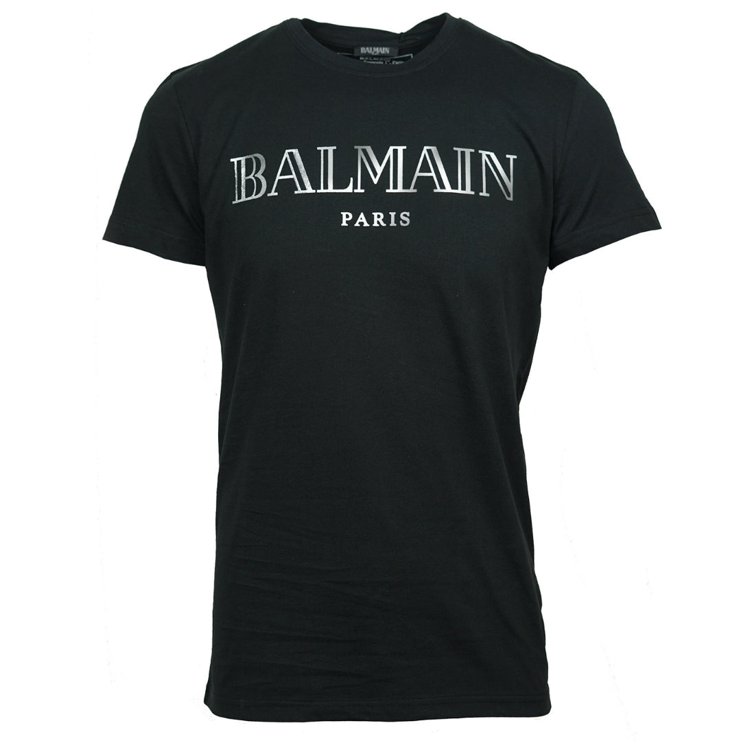 Balmain Sparkle Logo Black T Shirt