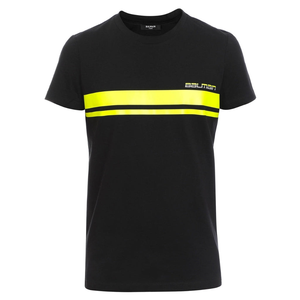 BALMAIN WH2EF000B158 Balmain Neon Logo Black T-Shirt EAQ BLACK T-SHIRT MALE S