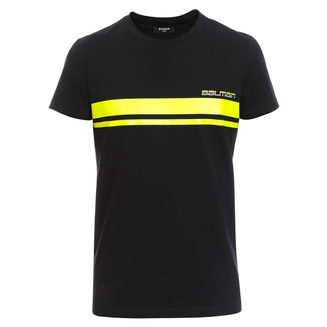 BALMAIN WH2EF000B158 Balmain Neon Logo Black T-Shirt EAQ BLACK T-SHIRT MALE S