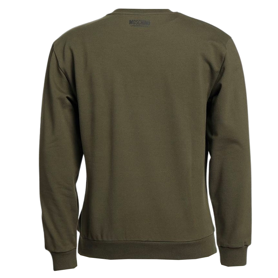 Moschino Underwear Logo Taped Shoulder Khaki Green Sweatshirt A1706 8102 0430