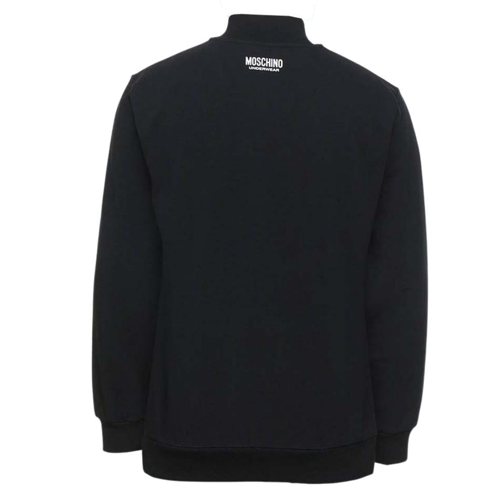 Moschino Quarter Zip Tape Logo Black Sweater A1720 8104 0555