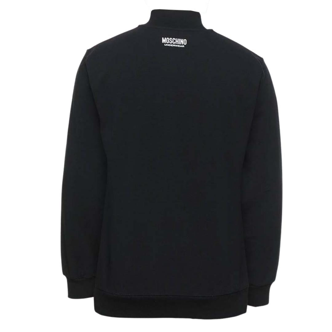 Moschino Quarter Zip Tape Logo Black Sweater A1720 8104 0555