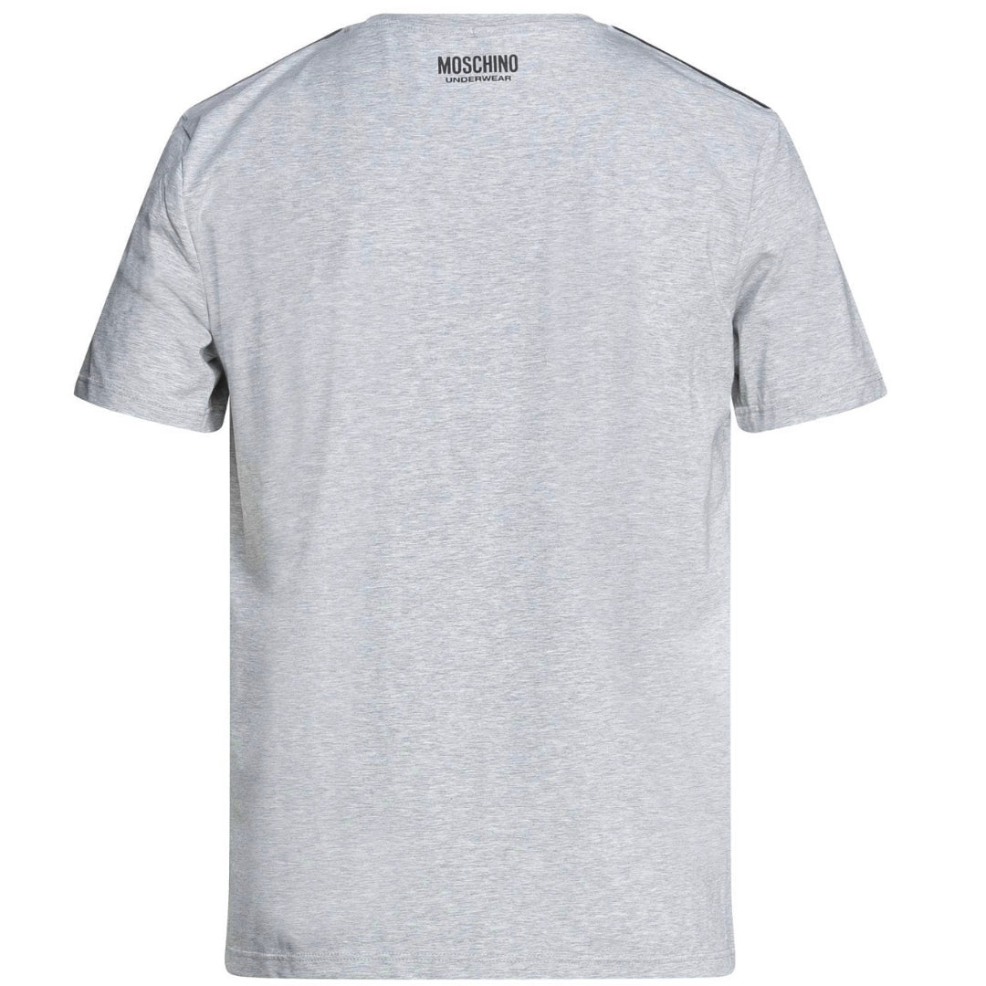 Moschino Brand Tape Logo Grey T-Shirt A1931 8136 0489