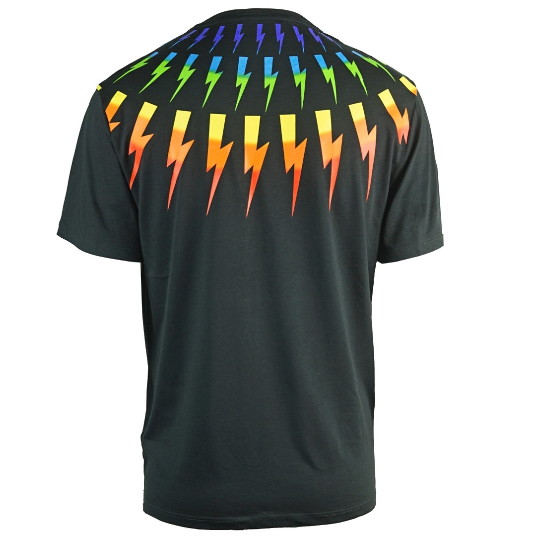 Neil Barrett Multicolour Lightning Bolt Black Oversize Tee BJT725S 1874