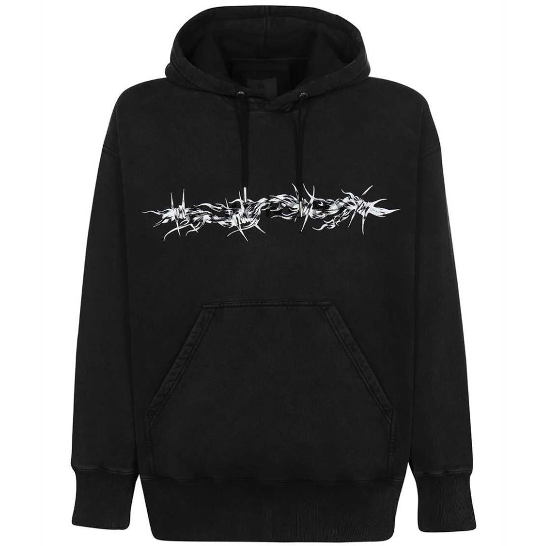 Givenchy Barbed Wired Logo Black Hoodie BMJ0D53Y69 001