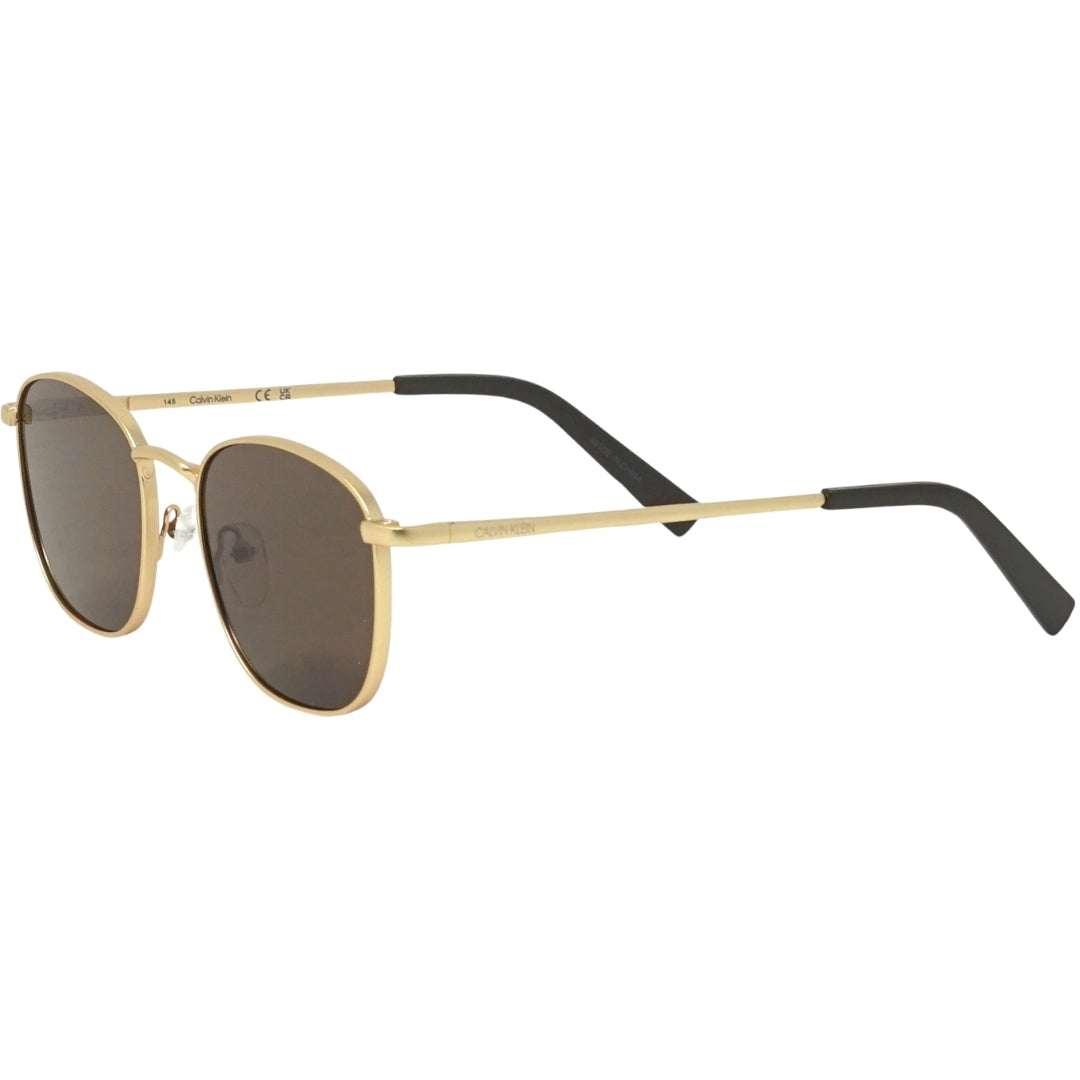 Calvin Klein Solid Brown Lens Matte Gold Sunglasses