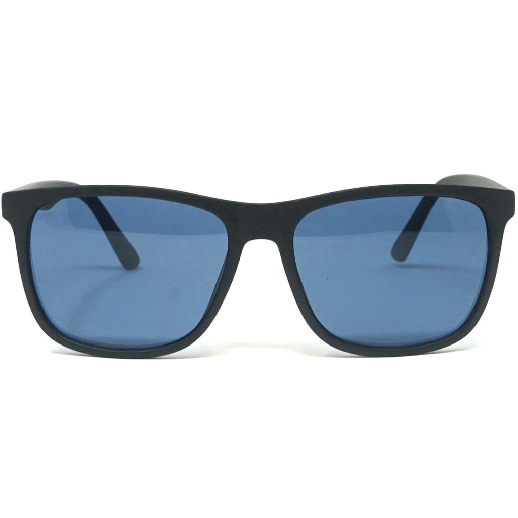 Calvin Klein Solid Blue Lens Matte Black Sunglasses