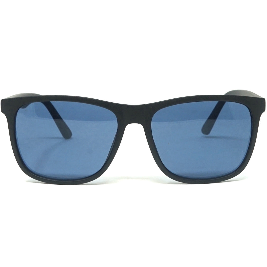 Calvin Klein Solid Blue Lens Matte Black Sunglasses
