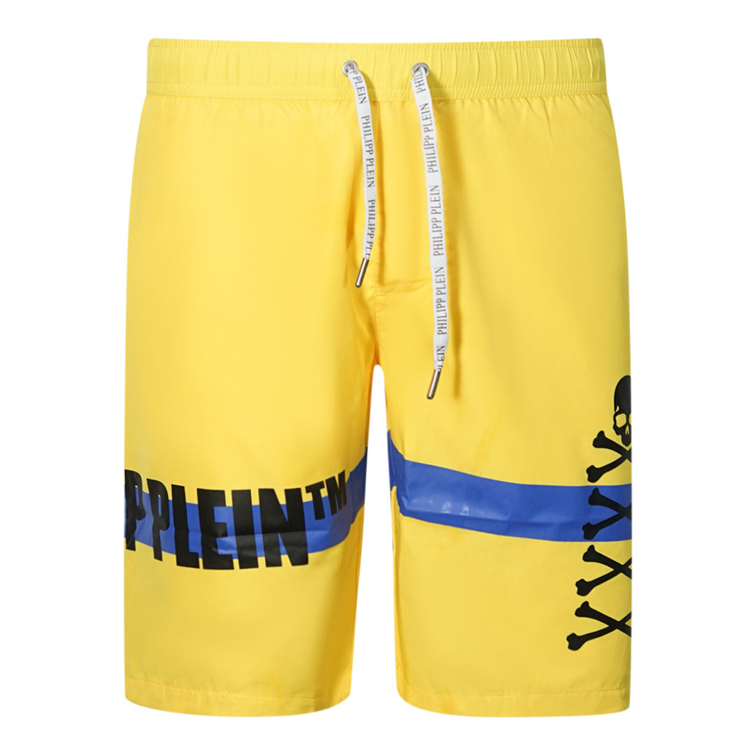 Philipp Plein Tm Skull And Bones Yellow Swim Shorts