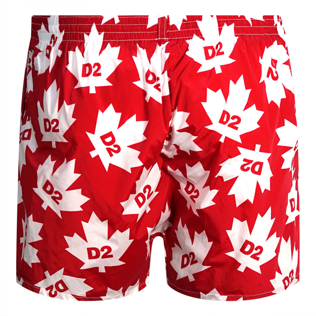 Dsquared2 All Over Maple Leaf Logo Red Swim Shorts D7B644080 64850