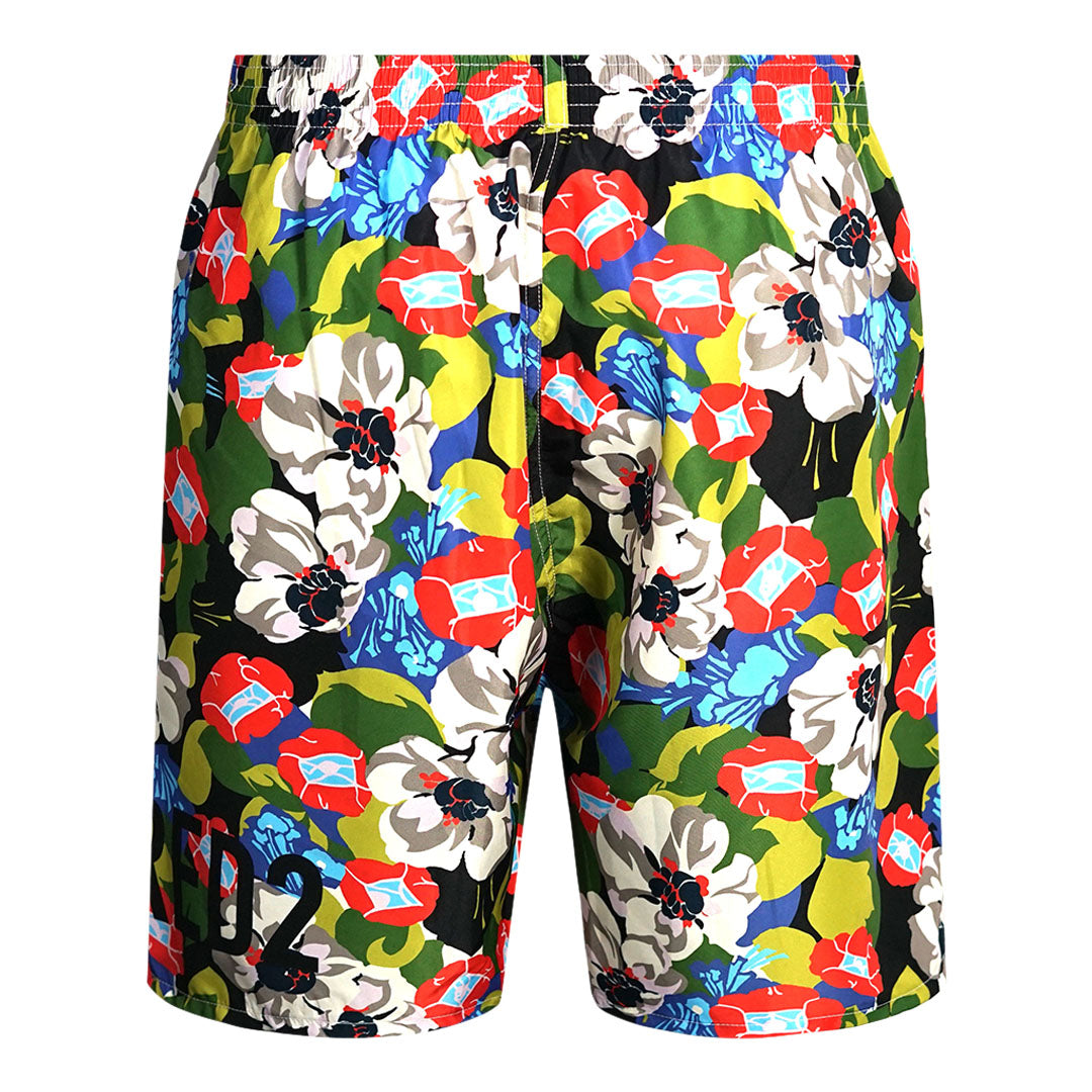 Dsquared2 Colourful Floral All Over Design Green Swim Shorts D7BM84900 38848