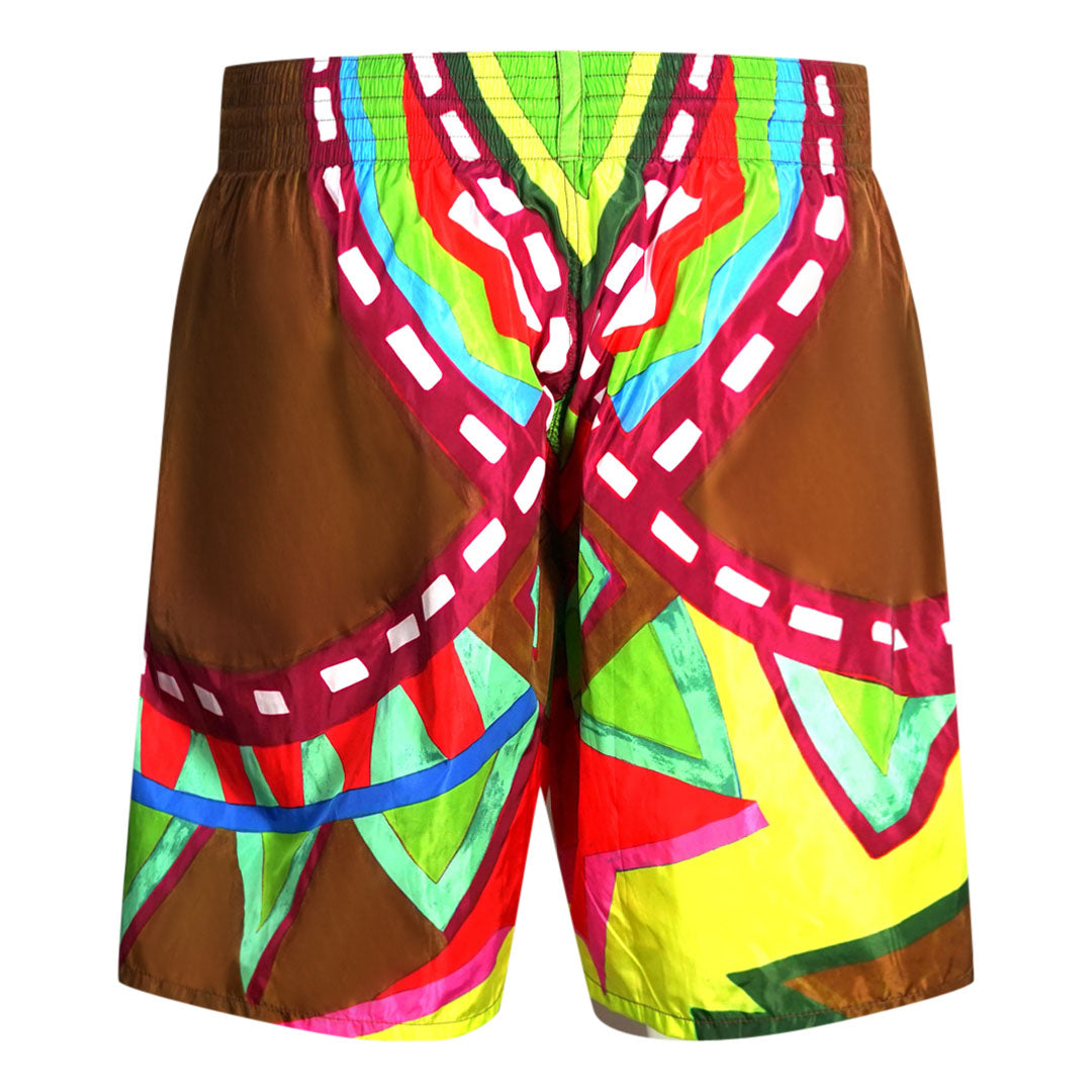 Dsquared2 Colourful Abstract Design Brown Swim Shorts D7BM95100 99948