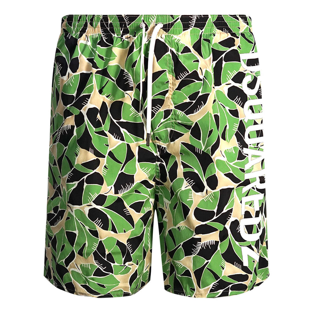Dsquared2 Leaf Design Green Swim Shorts D7BMB4880 37848