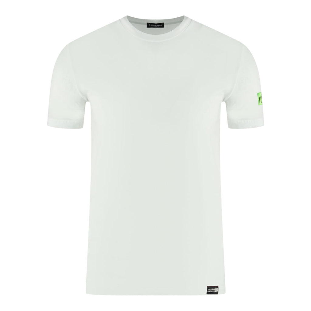 Dsquared2 Green Icon Box Logo on Sleeve White Underwear T-Shirt D9M204720 113