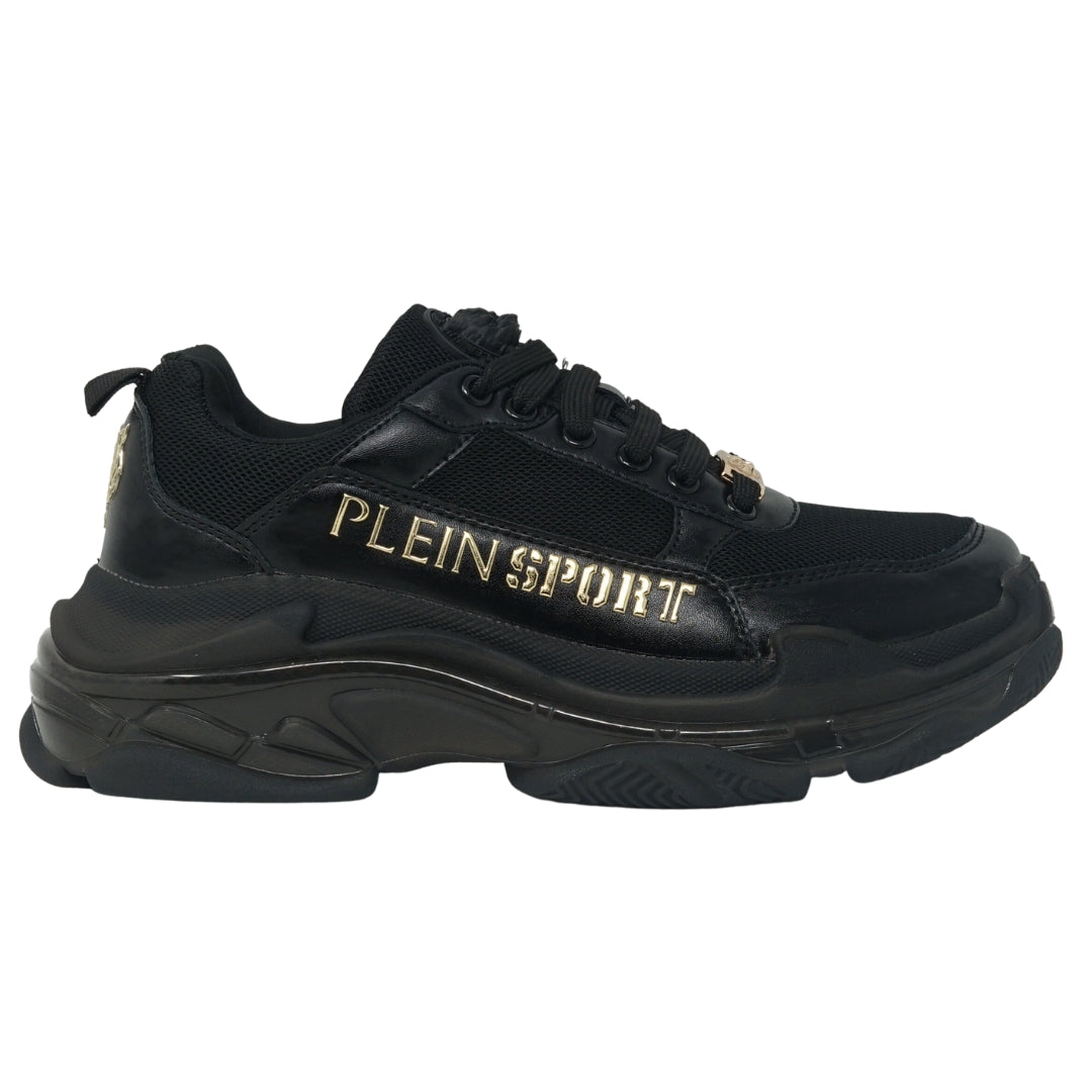 Plein Sport Gold Branded Logo Black Sneakers 1