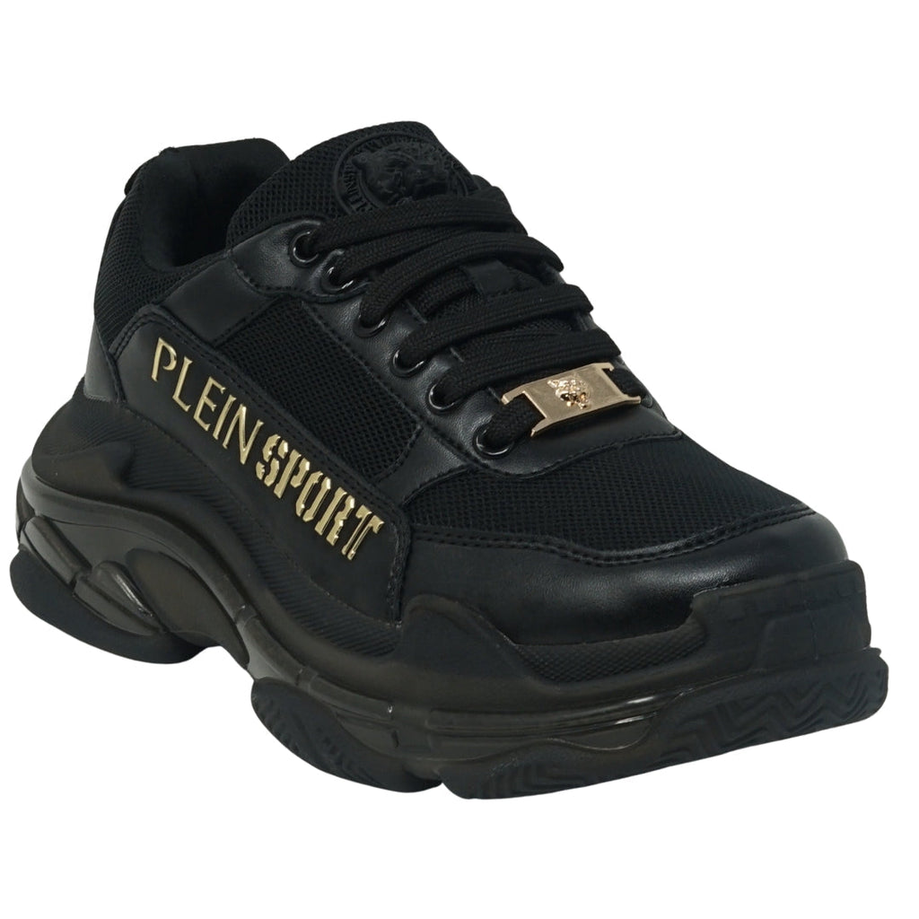 Plein Sport Gold Branded Logo Black Sneakers 1