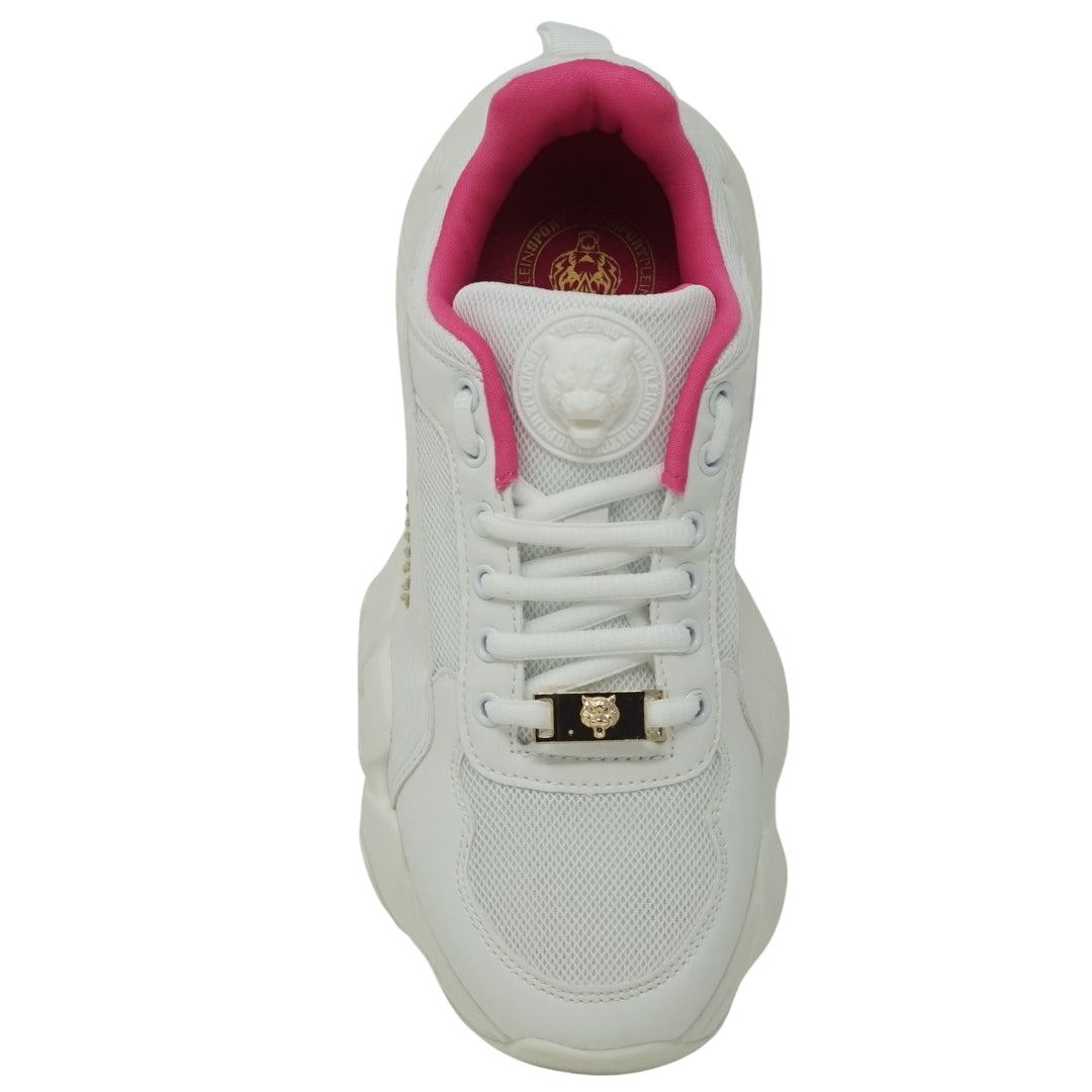 Plein Sport Gold Branded Logo White Sneakers DIPS1006 01