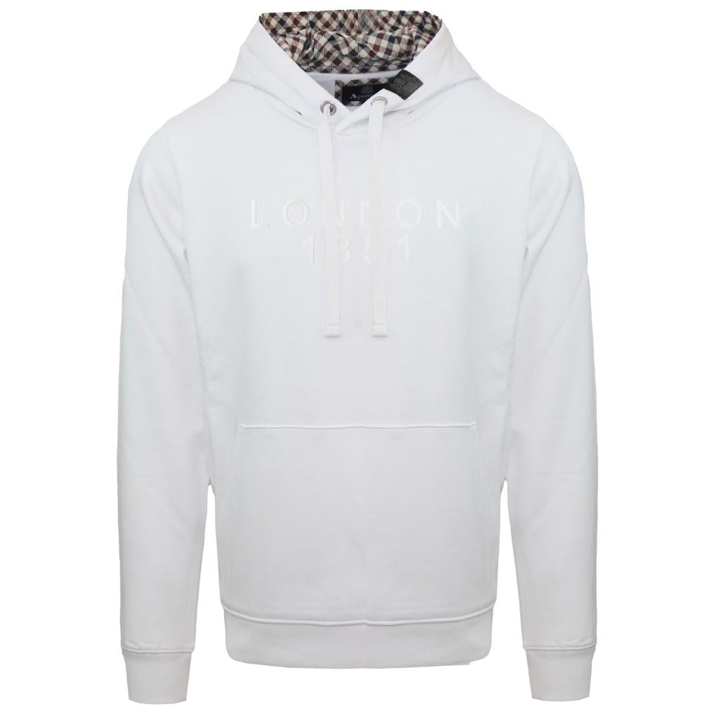 Aquascutum Bold London 1851 Logo White Hoodie